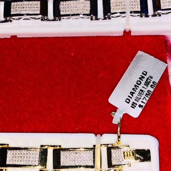 14k gold vermeil real SI diamond men bracelet FREE Appraisal & posh authenticate - Picture 11 of 11